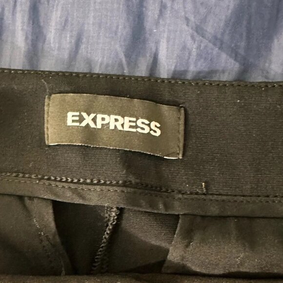 Express Women Stretchy Black Wide Leg Pocket Mid Rise Pants size 0 Regular #0644 - Picture 3 of 10